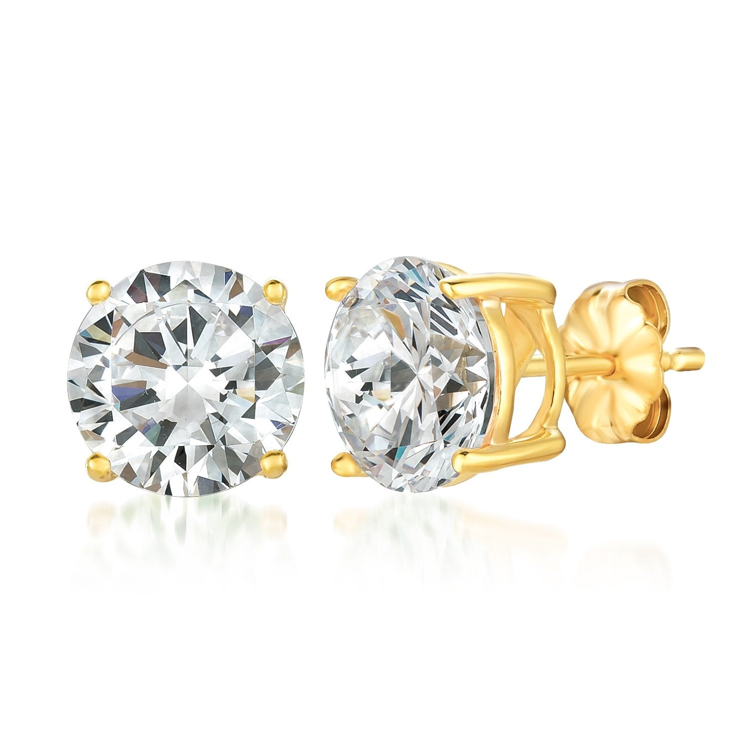 Solitaire Brilliant Stud Earrings Finished In 18kt Yellow Gold - 6.0 