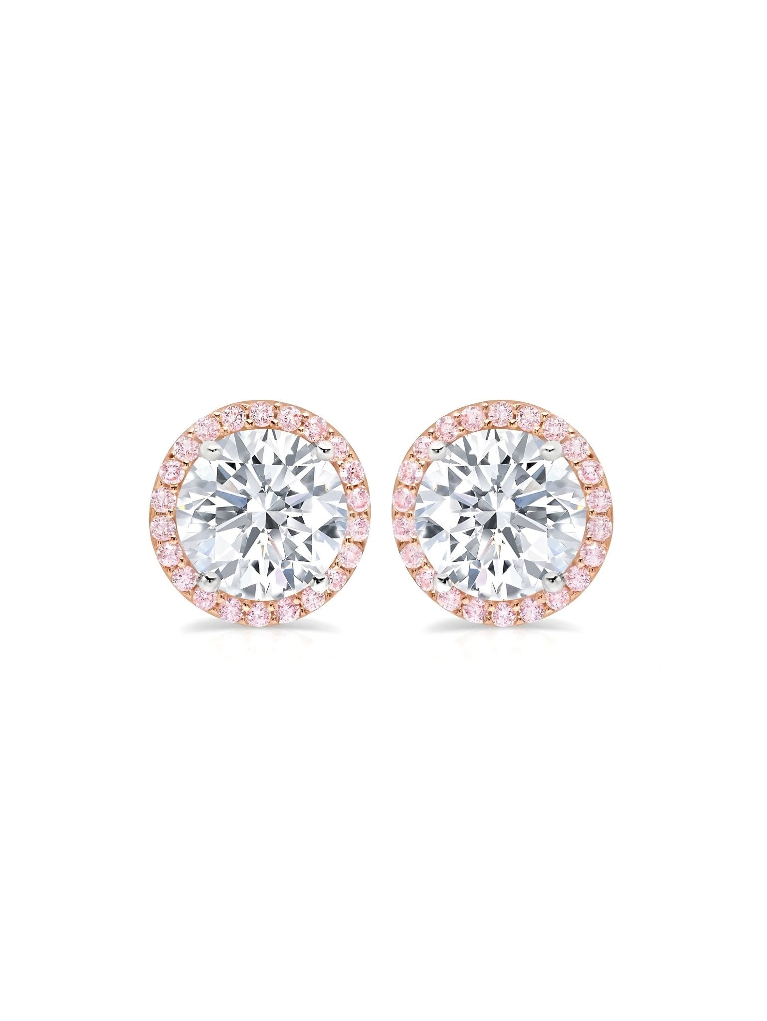 1ct Brilliant Cut Pink Halo Stud Earrings - CRISLU