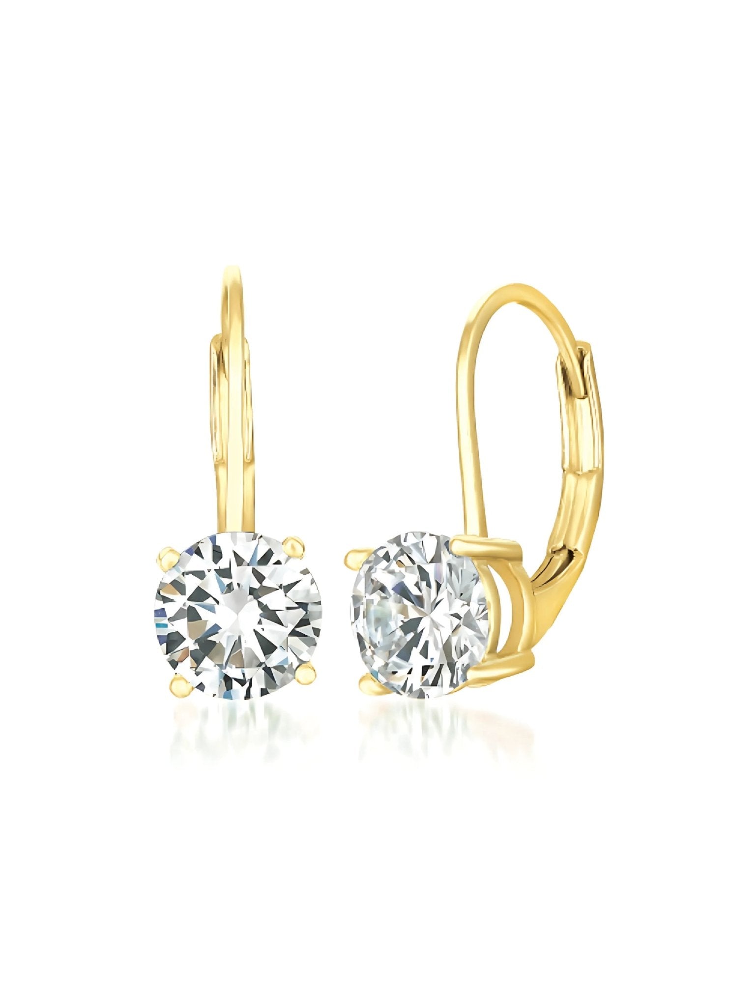 1ct Brilliant Lever Back Drop Earrings in Gold - CRISLU