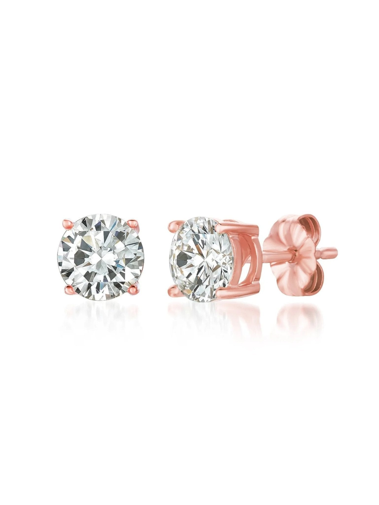 1ct Brilliant Stud Earrings in Rose Gold - CRISLU