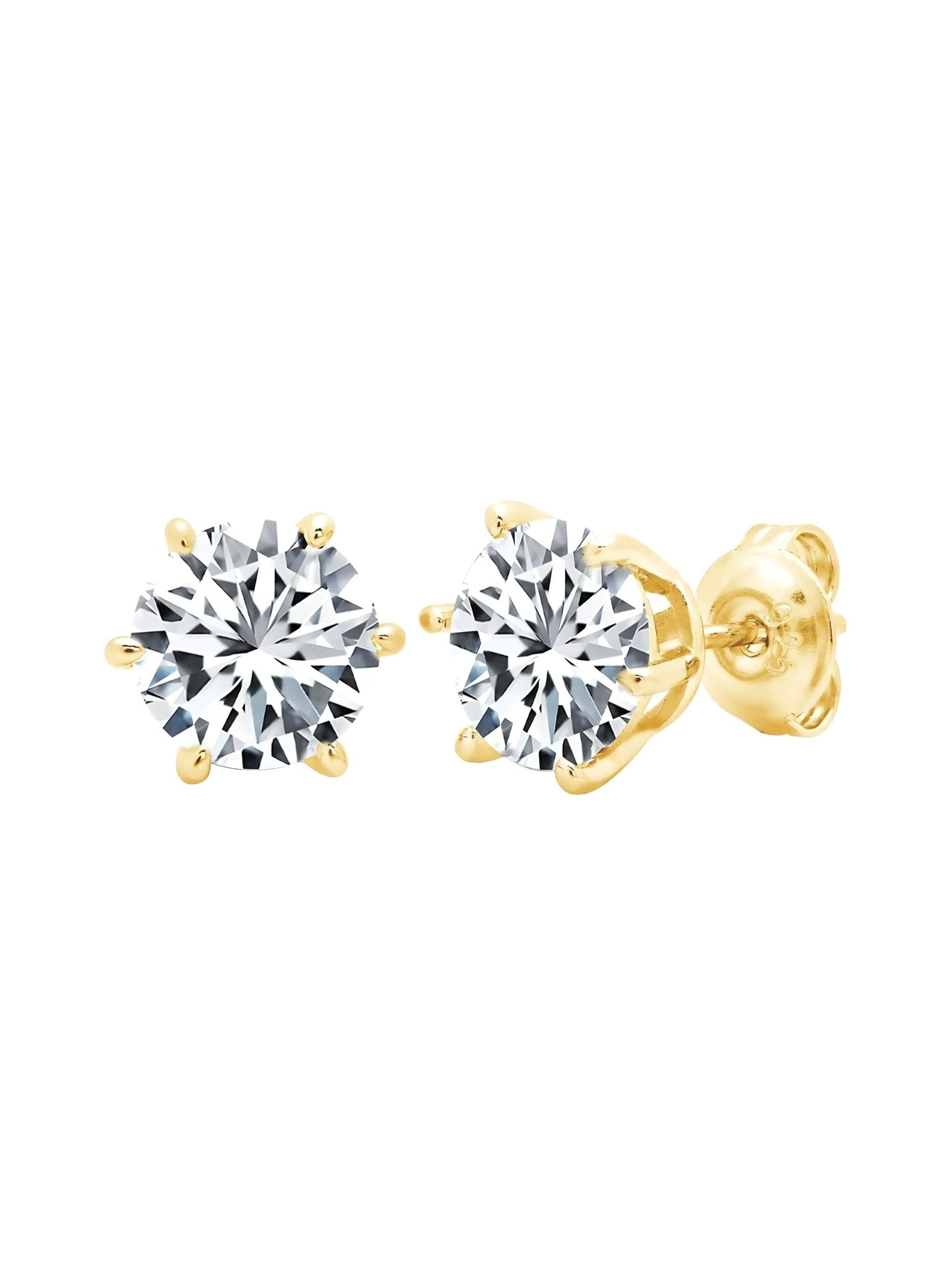 2ct 6 Prong Brilliant Stud Earrings in Gold - CRISLU