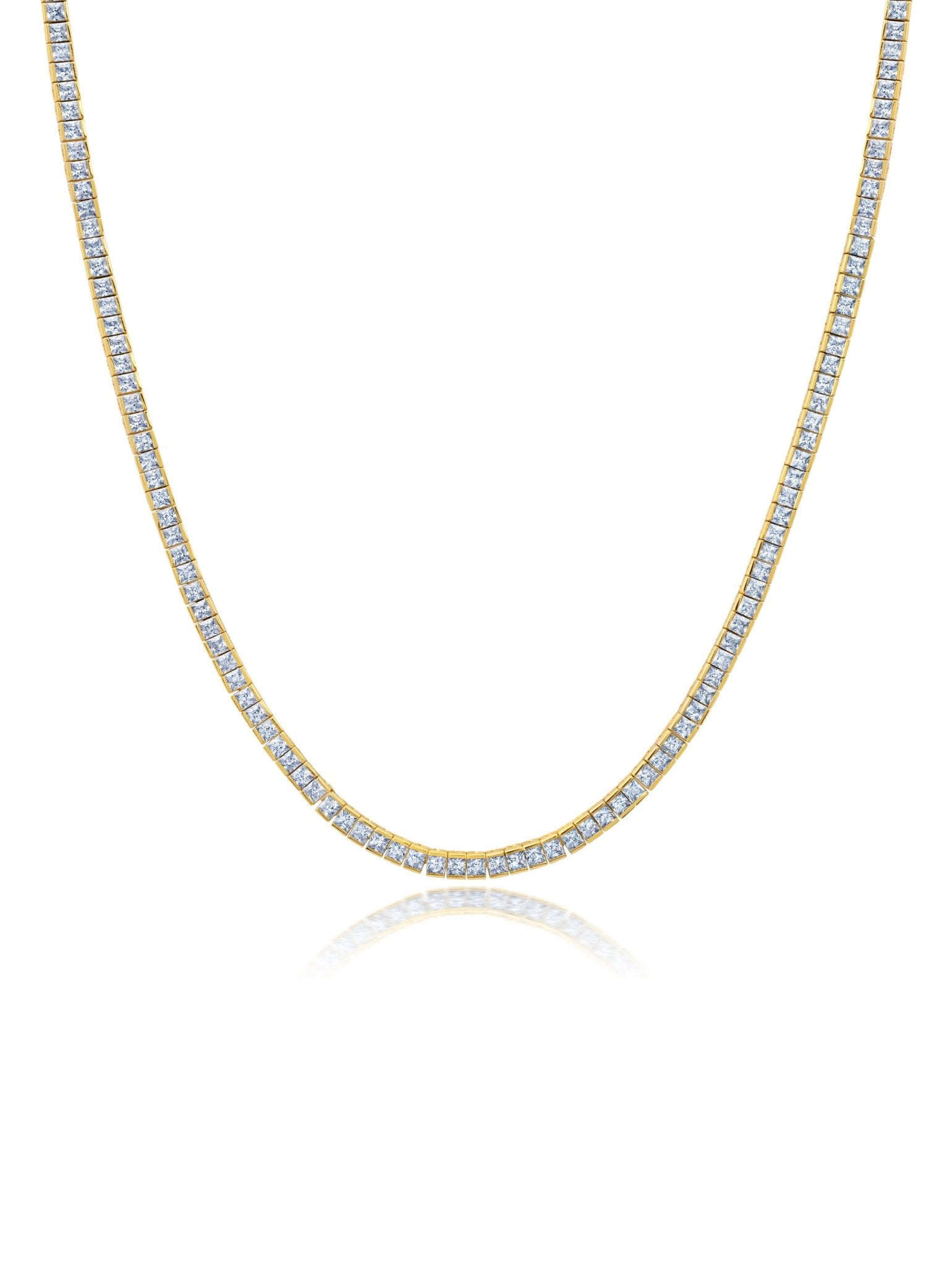 2mm Princess Cut Tennis Necklace in Gold - CRISLU