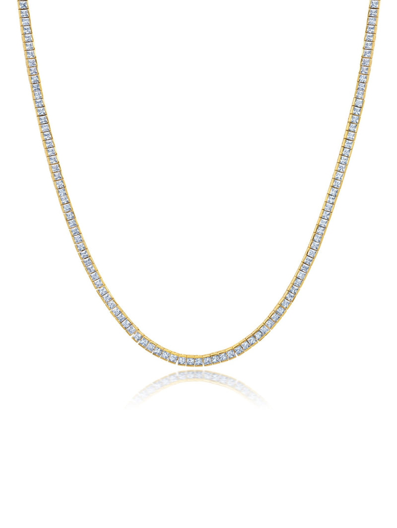 2mm Princess Cut Tennis Necklace in Gold - CRISLU