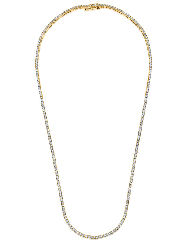 2mm Round Cut Tennis Necklace in Gold - CRISLU