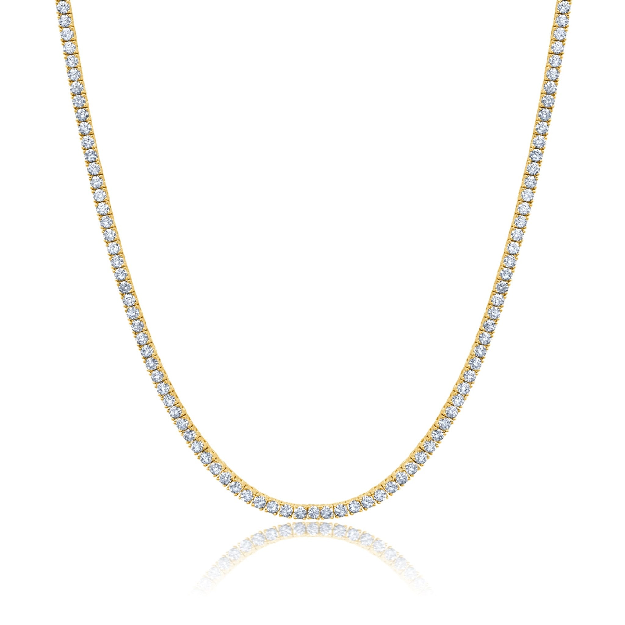 2mm Round Cut Tennis Necklace in Gold - CRISLU