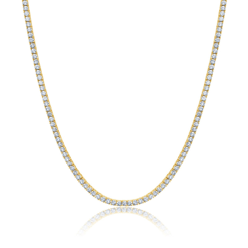 2mm Round Cut Tennis Necklace in Gold - CRISLU