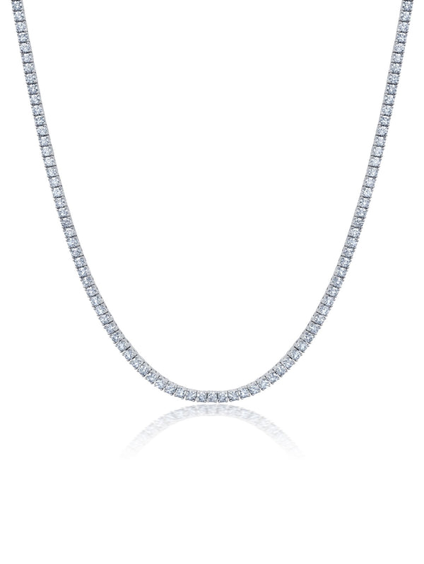 2mm Round Cut Tennis Necklace in Platinum - CRISLU