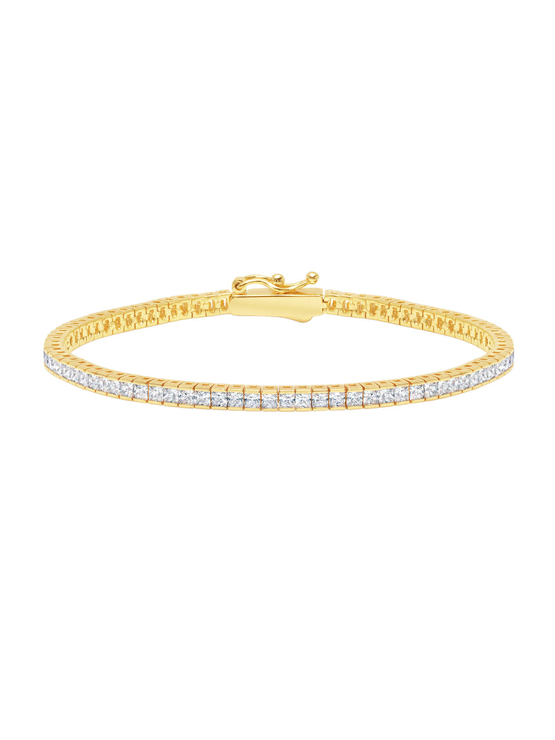 Classic Small Princess Tennis Bracelet Finished in 18kt Yellow Gold