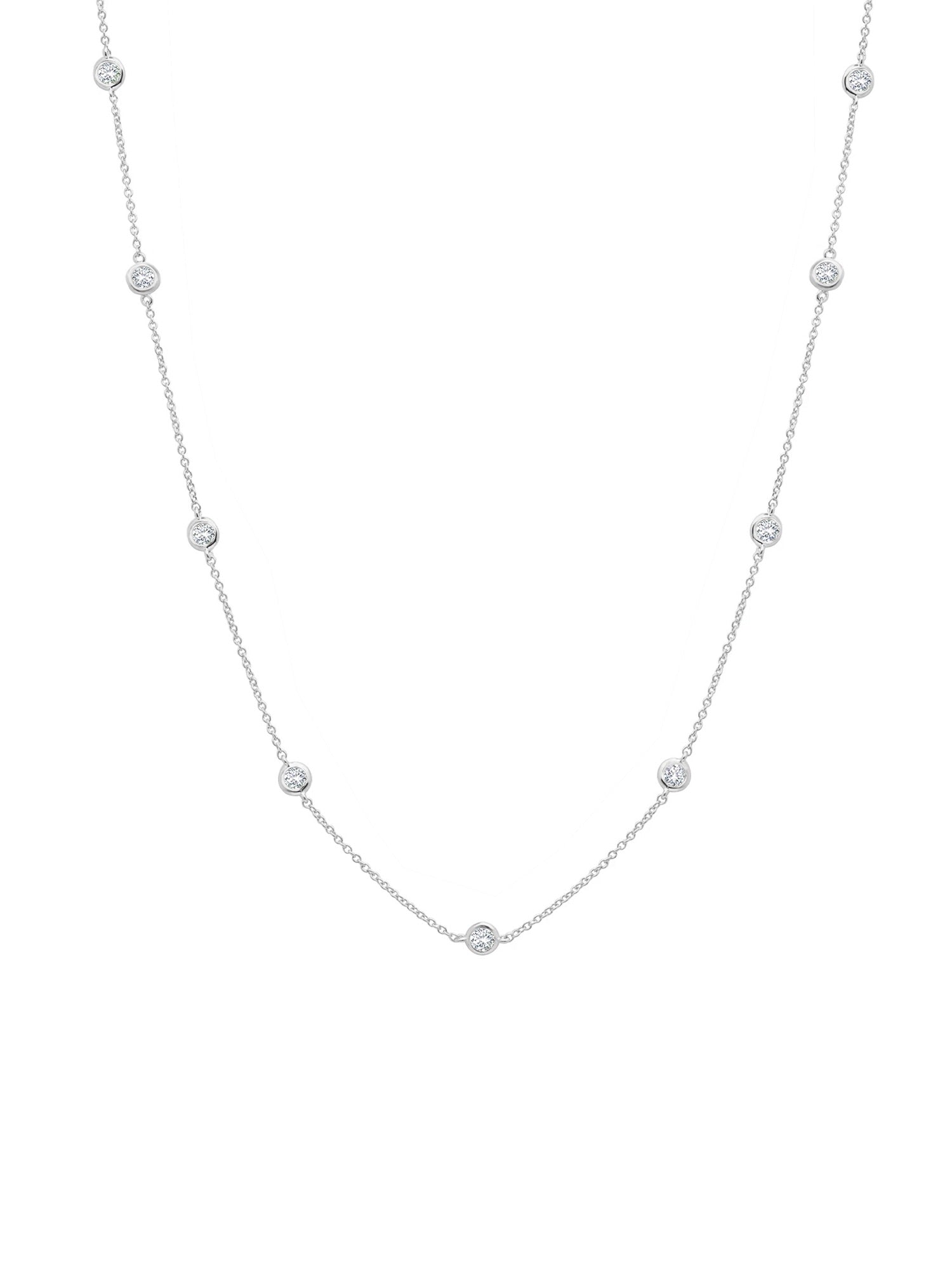 36" Long Bezel Necklace in Platinum - CRISLU