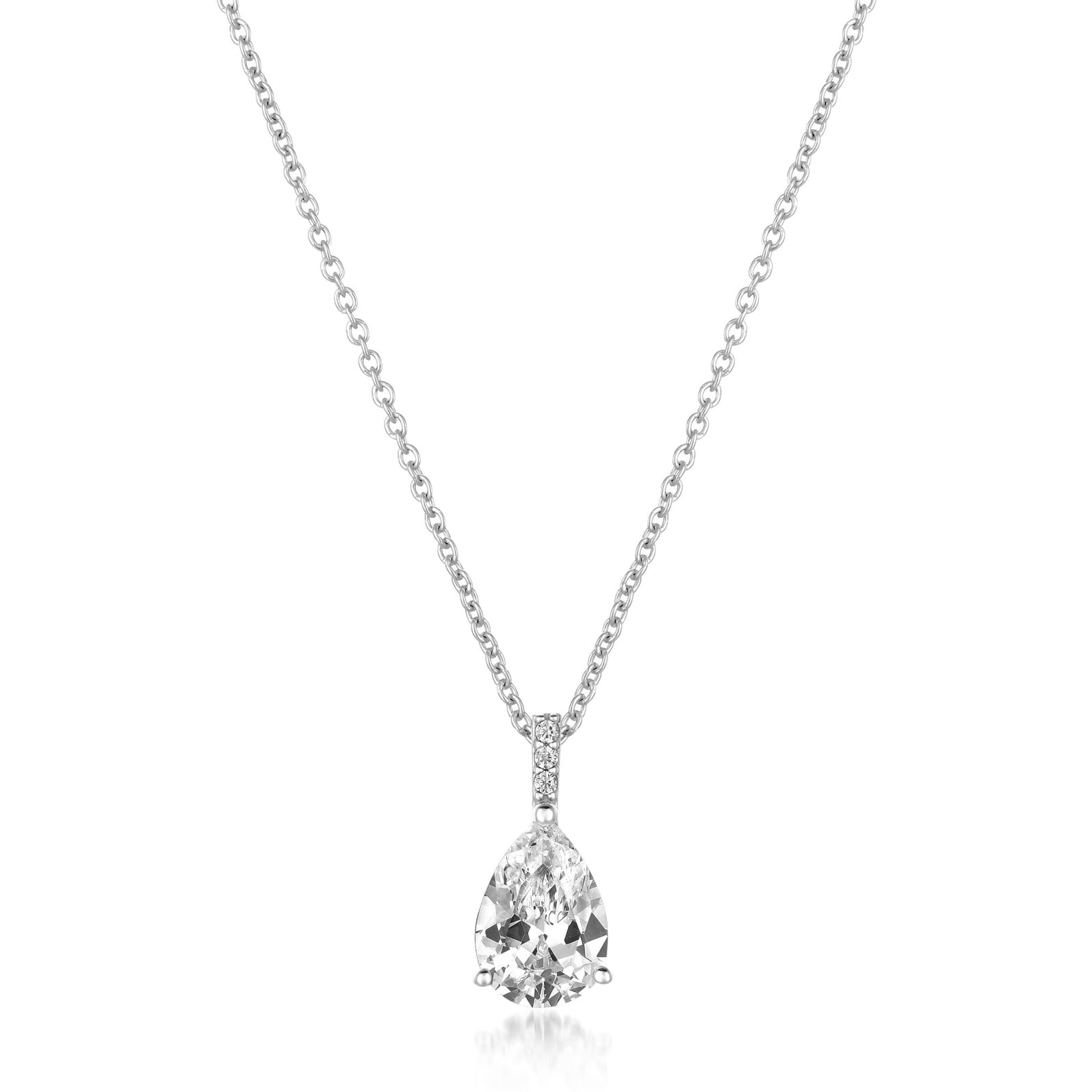 Accented Pear Pendant in Platinum