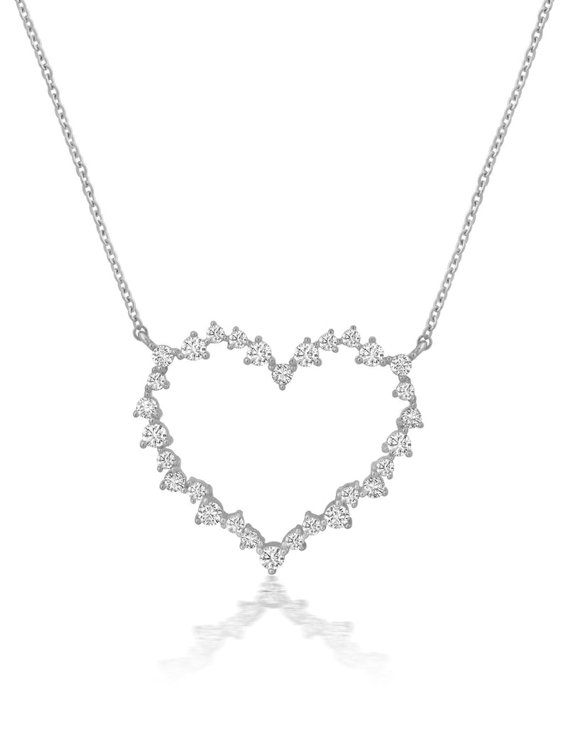 Adore Open Heart Necklace in Platinum - CRISLU