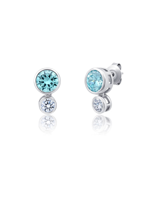 Aqua And Clear Bezel Earrings - CRISLU