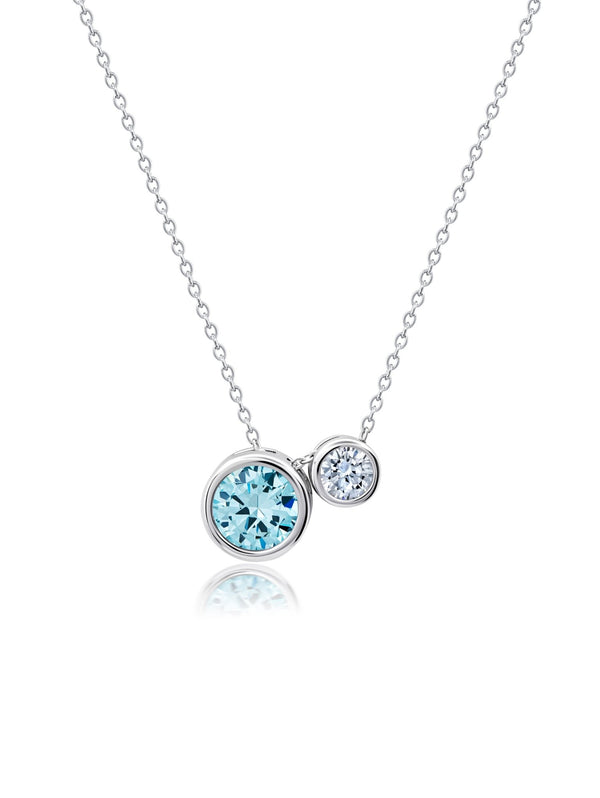 Aqua and Clear Bezel Necklace - CRISLU