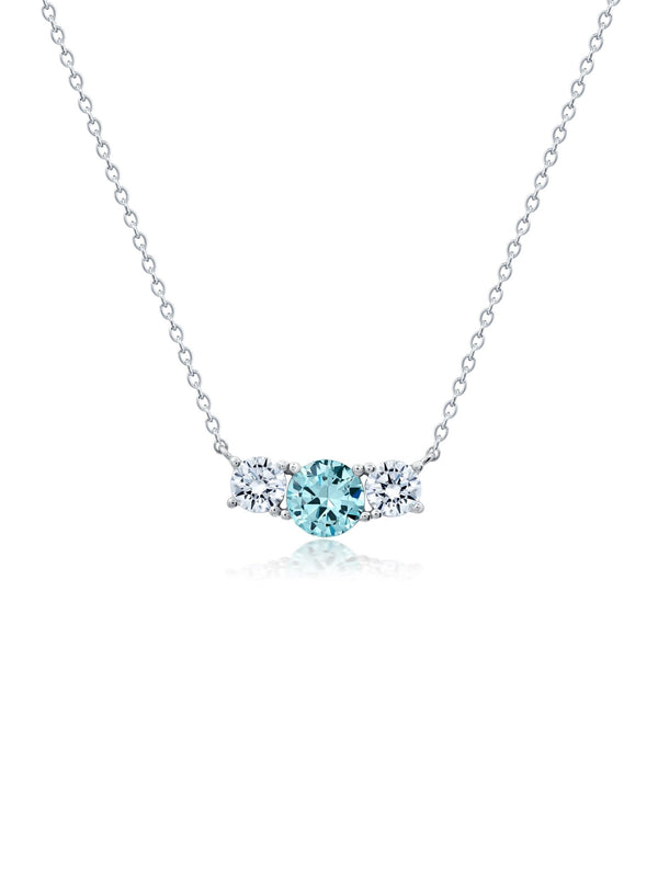 Aqua And Clear Three Stone Necklace - CRISLU