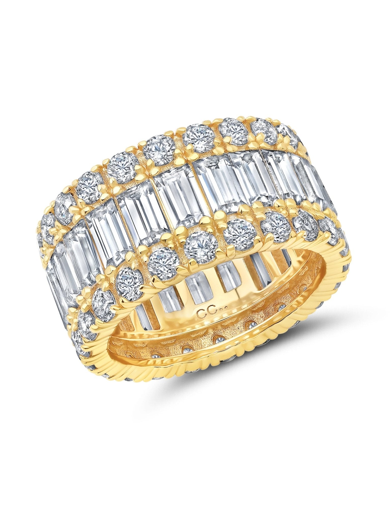 Baguette Eternity Band Finished in 18kt Yellow Gold - CRISLU