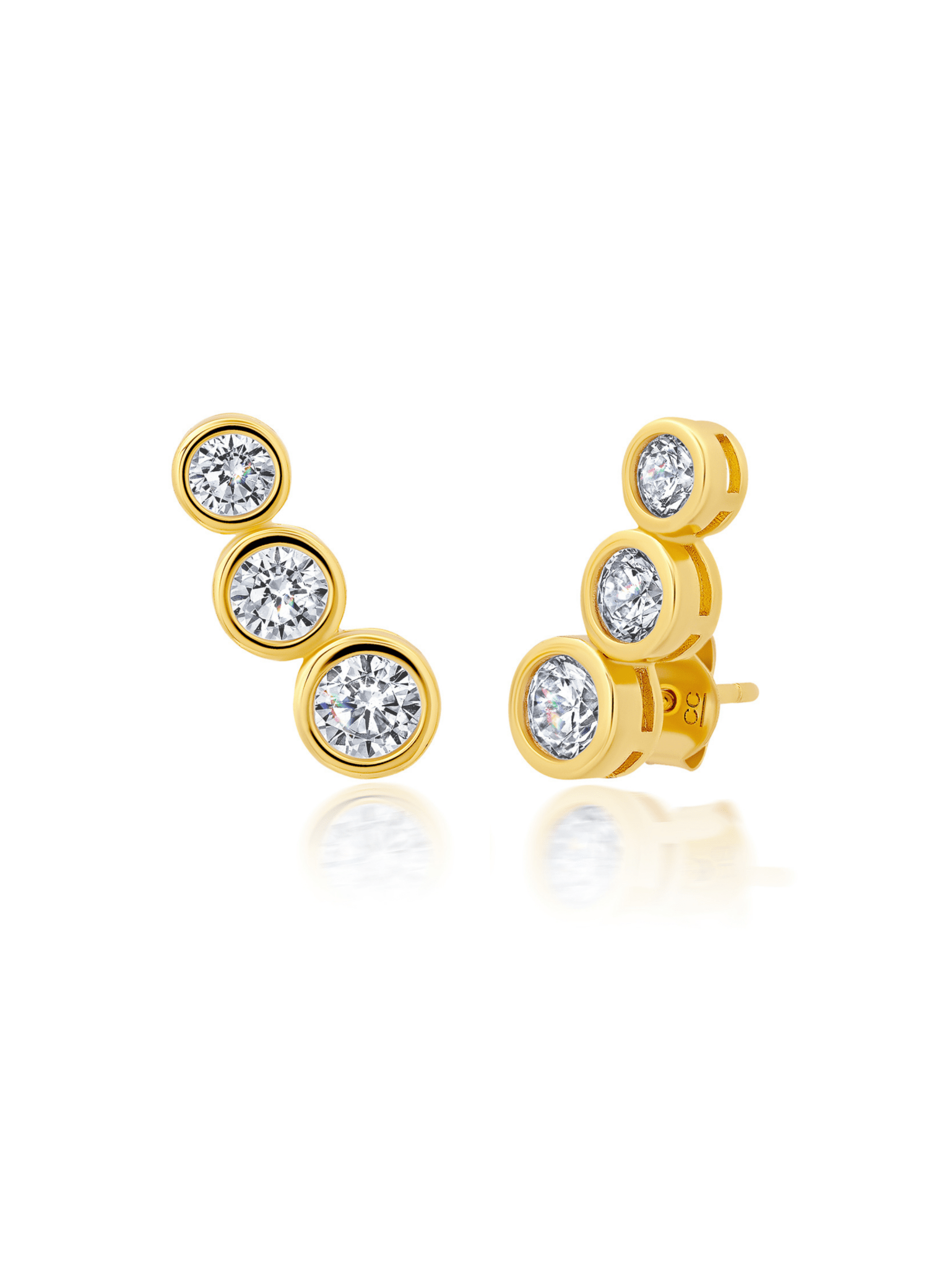 Bezel Climber Earrings in Gold - CRISLU