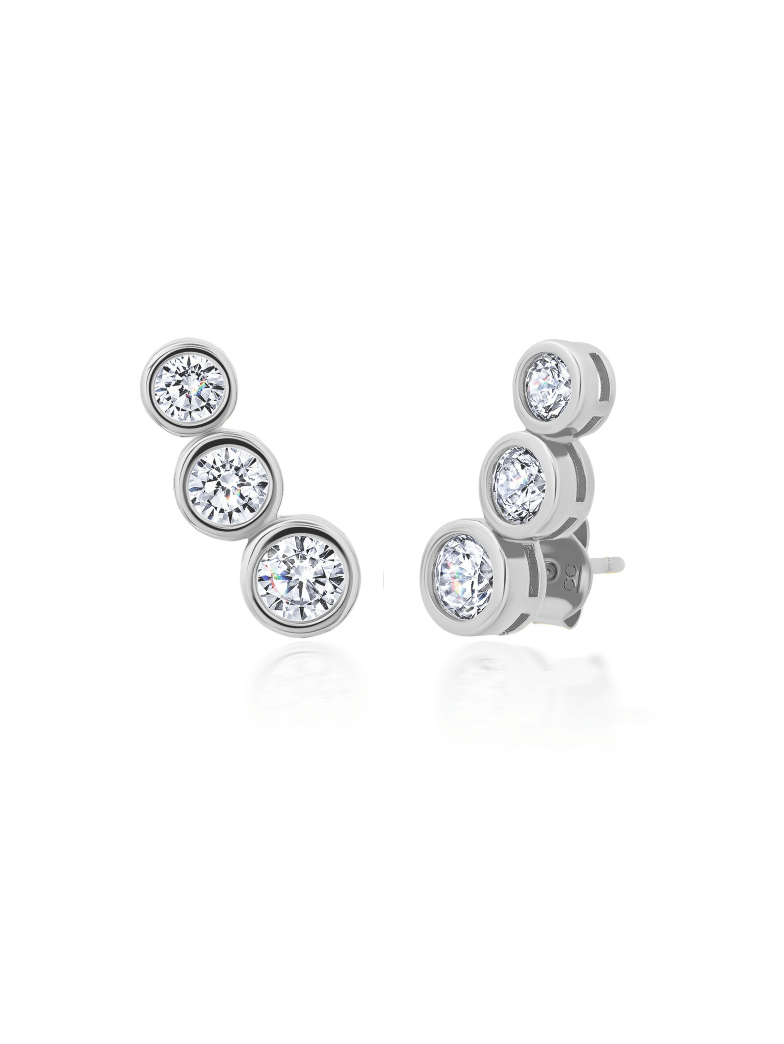 Bezel Climber Earrings in Platinum - CRISLU