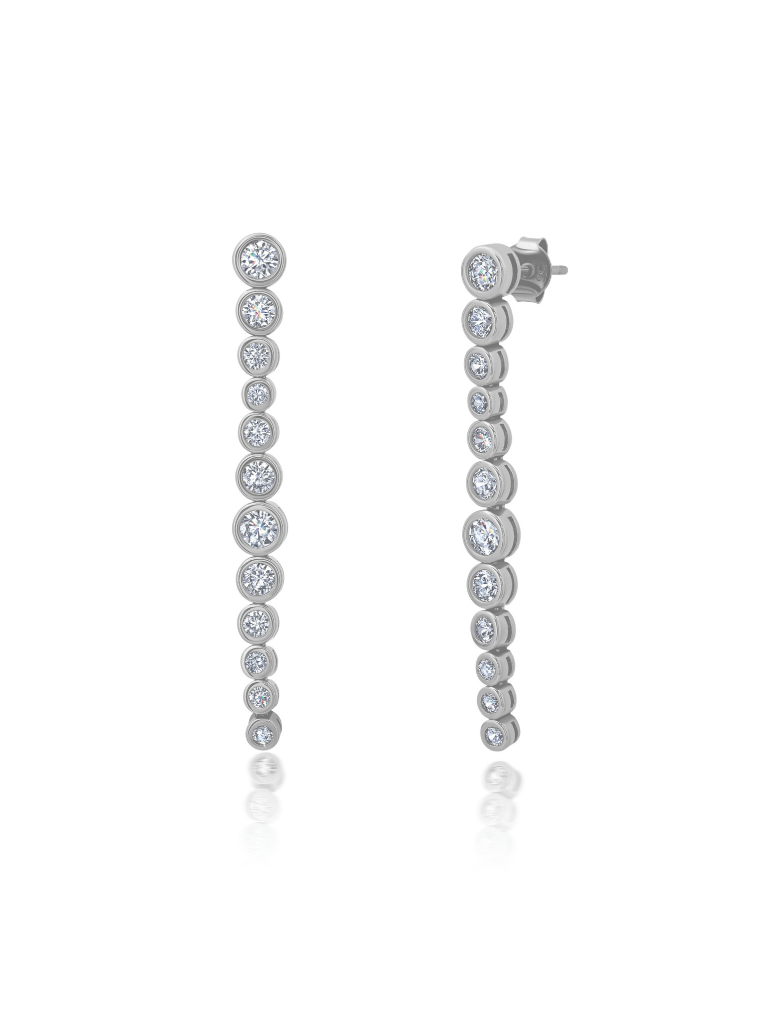 Bezel Linear Drop Earrings in Platinum - CRISLU