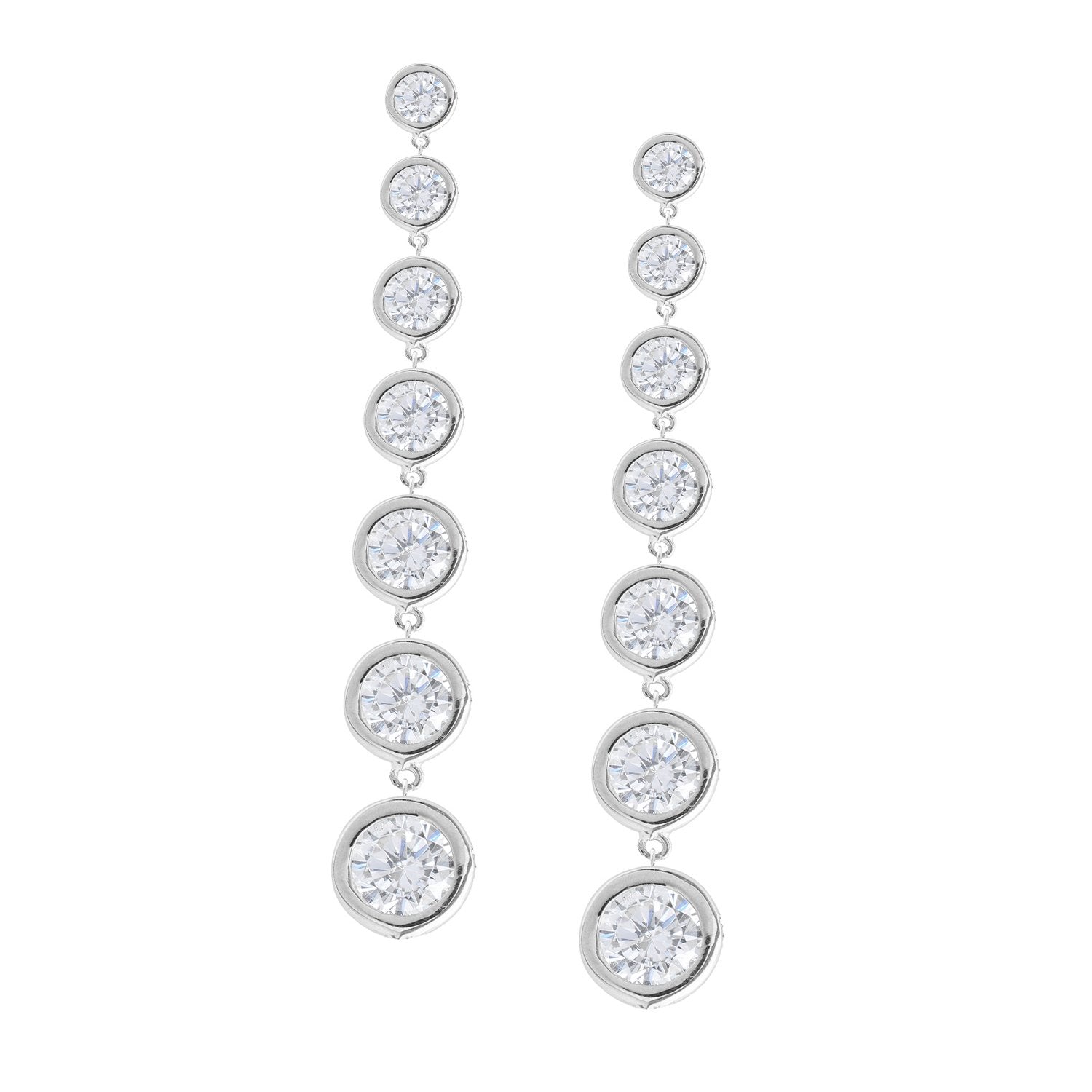 Bezel Set Drop Earrings in Platinum - CRISLU