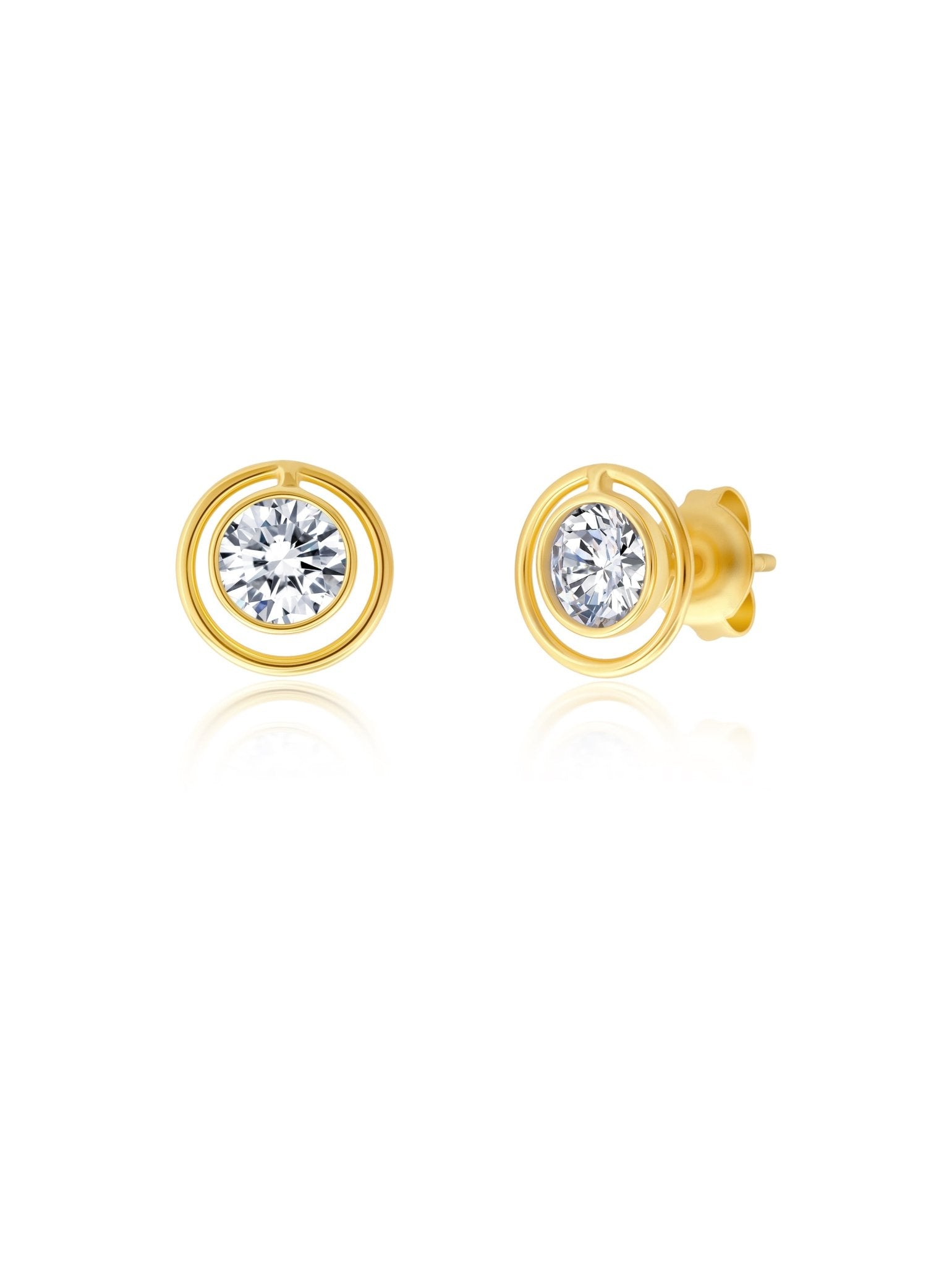 Bezel Set Halo Earrings in Gold - CRISLU