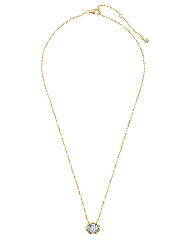 Bezel Set Oval Necklace in Gold - CRISLU