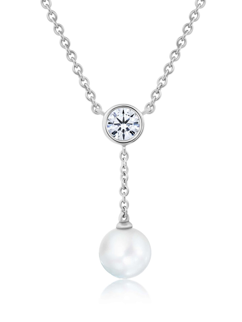 Brilliant Round With Pearl Drop 16''+1''+1'' Extending Necklace - CRISLU