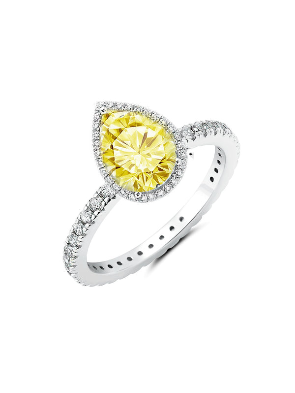 CANARY II OPULENT PEARSHAPE PAVE HALO COCKTAIL RING finished in 18kt Yellow Gold Sale - CRISLU