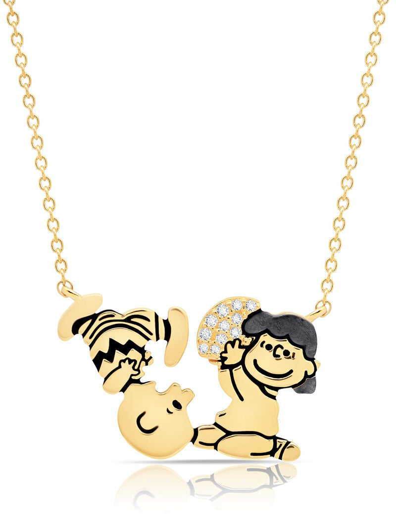 Charlie Brown & Lucy Football Necklace Finished in 18Kt Yellow Gold - CRISLU