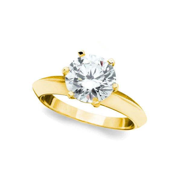 Classic Brilliant Solitaire Ring Finished in 18kt Yellow Gold - CRISLU