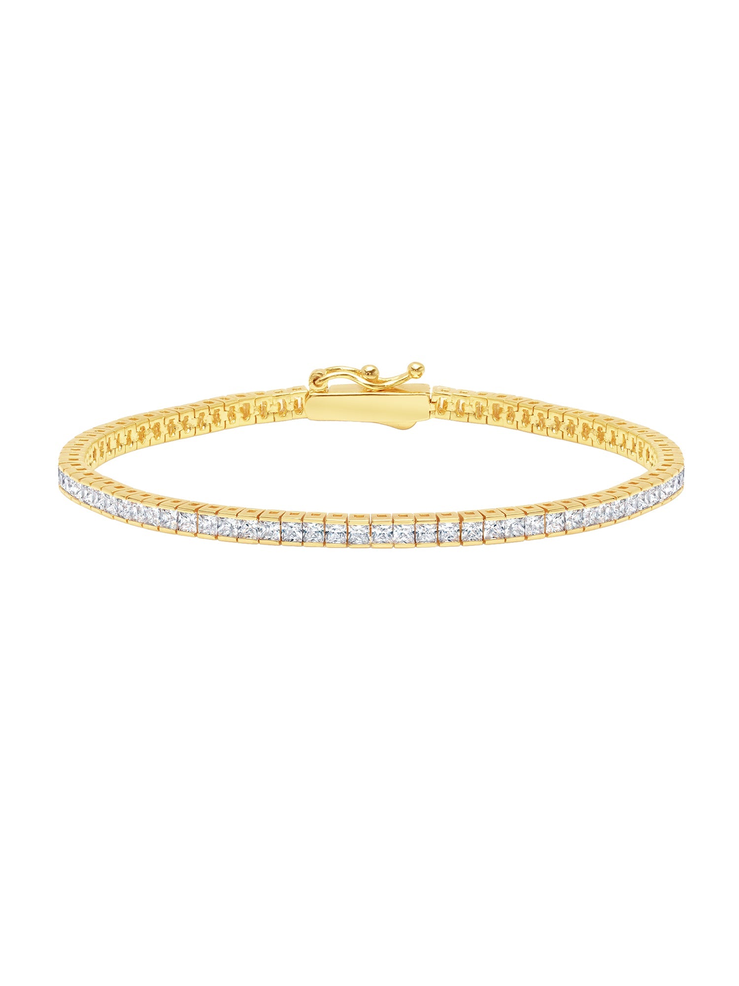 Classic Small Princess Tennis Bracelet Finished in 18kt Yellow Gold - CRISLU