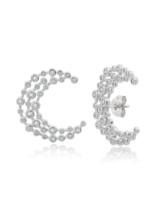 Crescent Moon Earrings in Platinum Sale - CRISLU