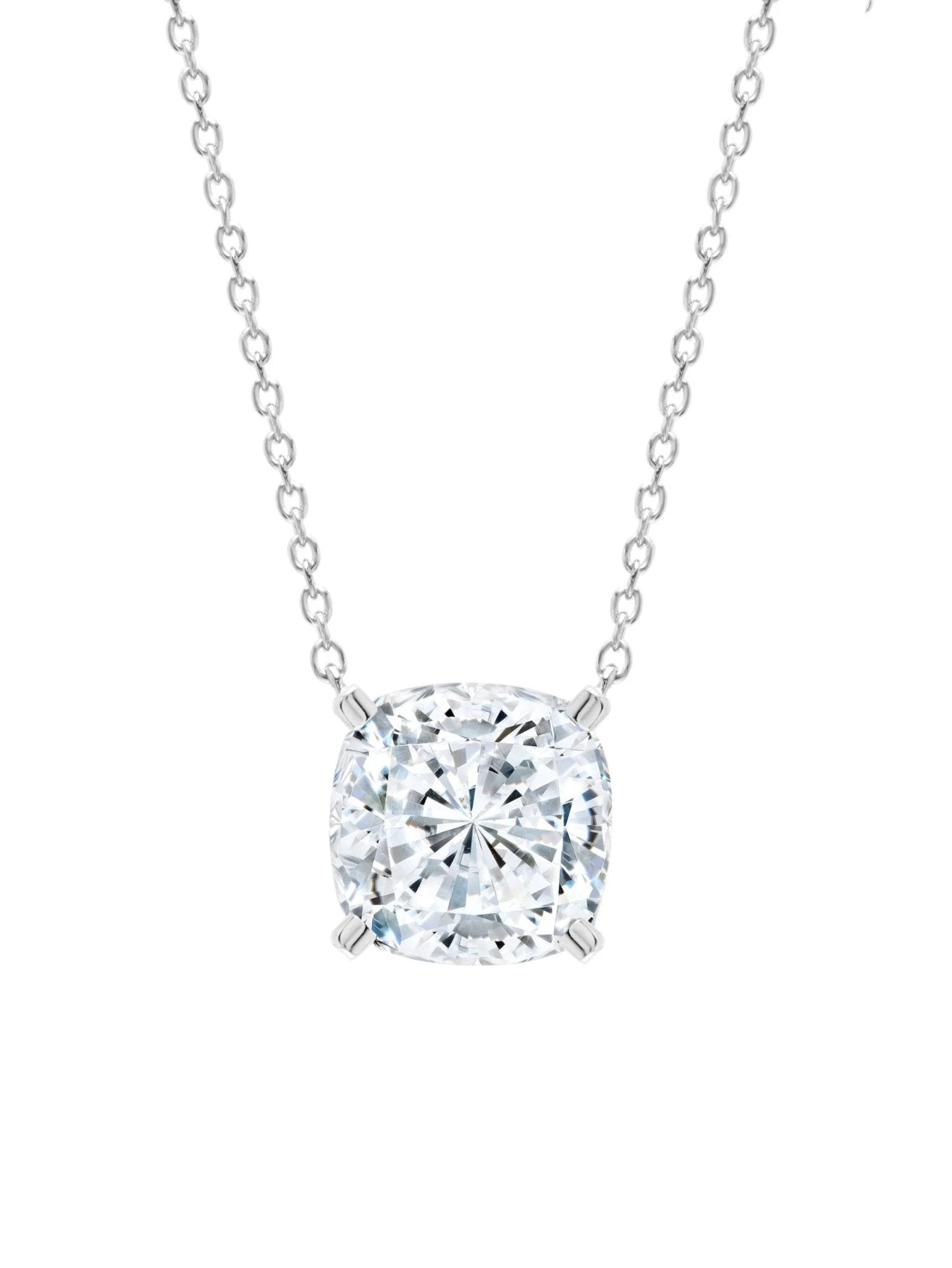 Cushion Cut Necklace in Platinum - CRISLU