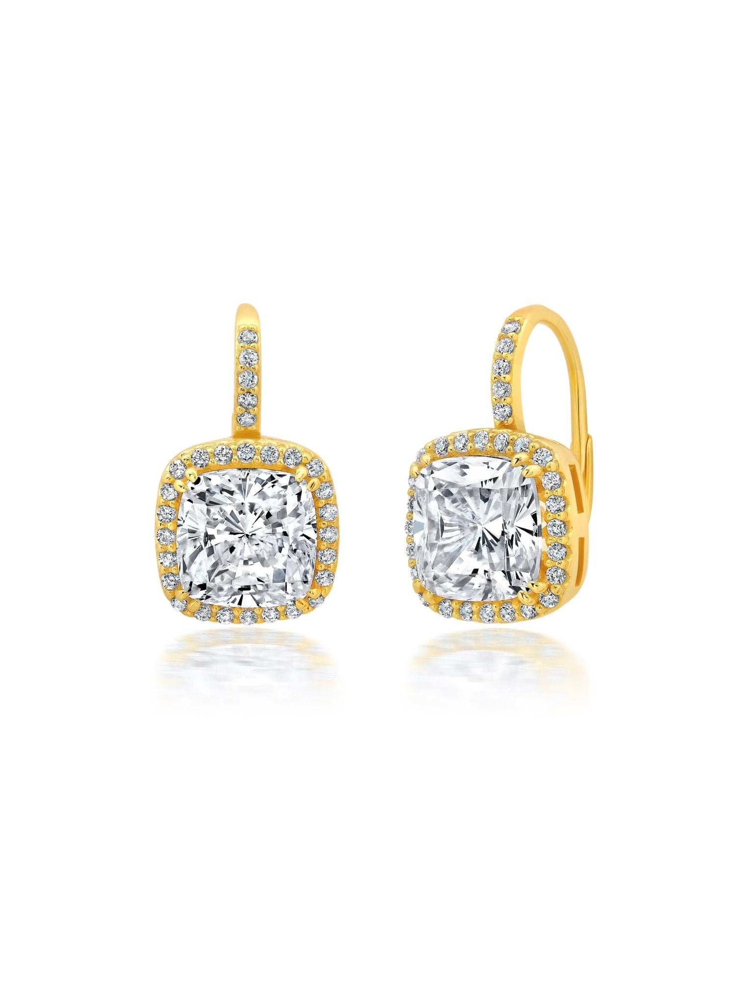 Cushion & Pave Earrings in Gold - CRISLU