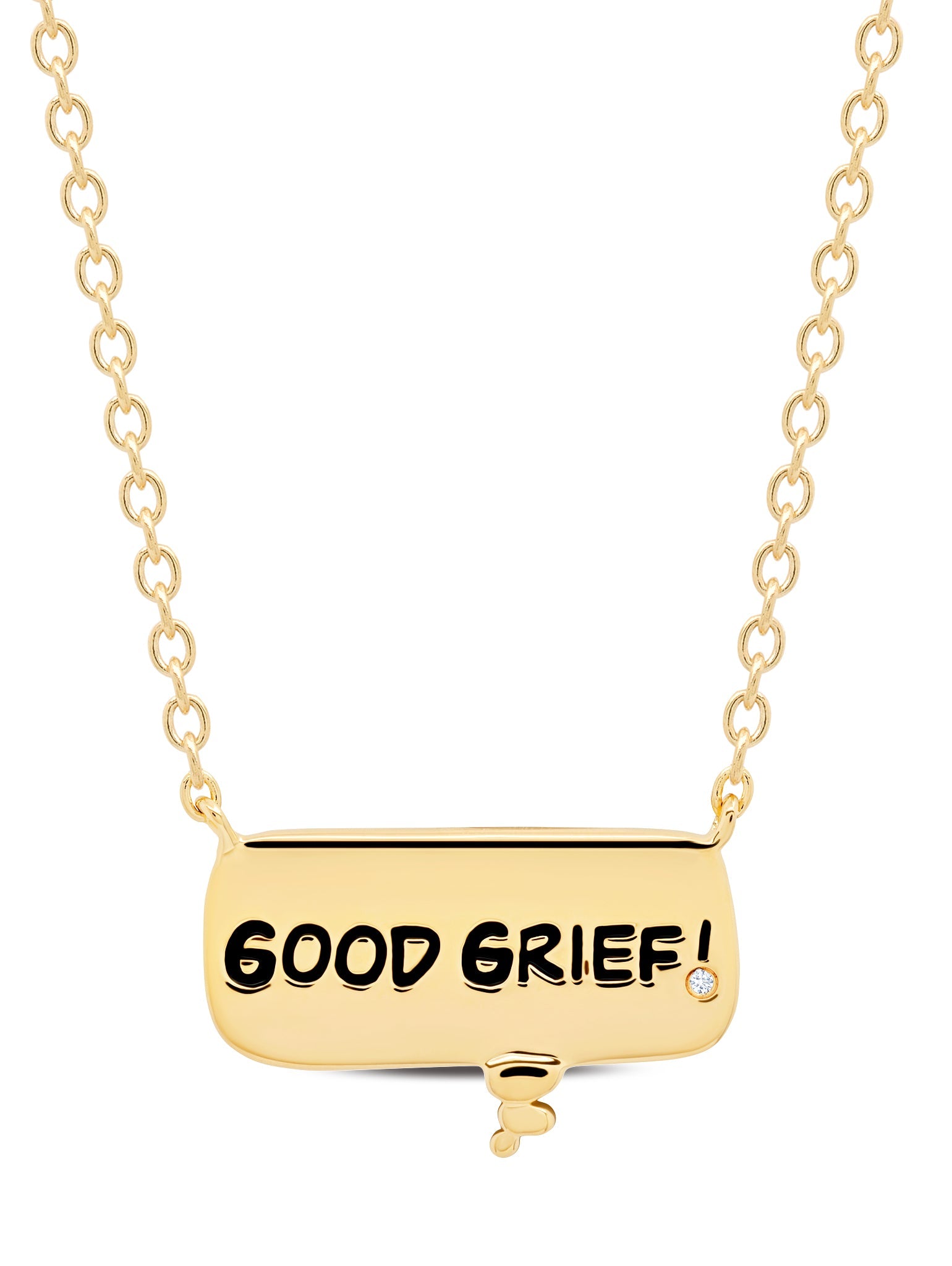 GOOD GRIEF! Thought Balloon Necklace Finished in 18kt Yellow Gold - CRISLU