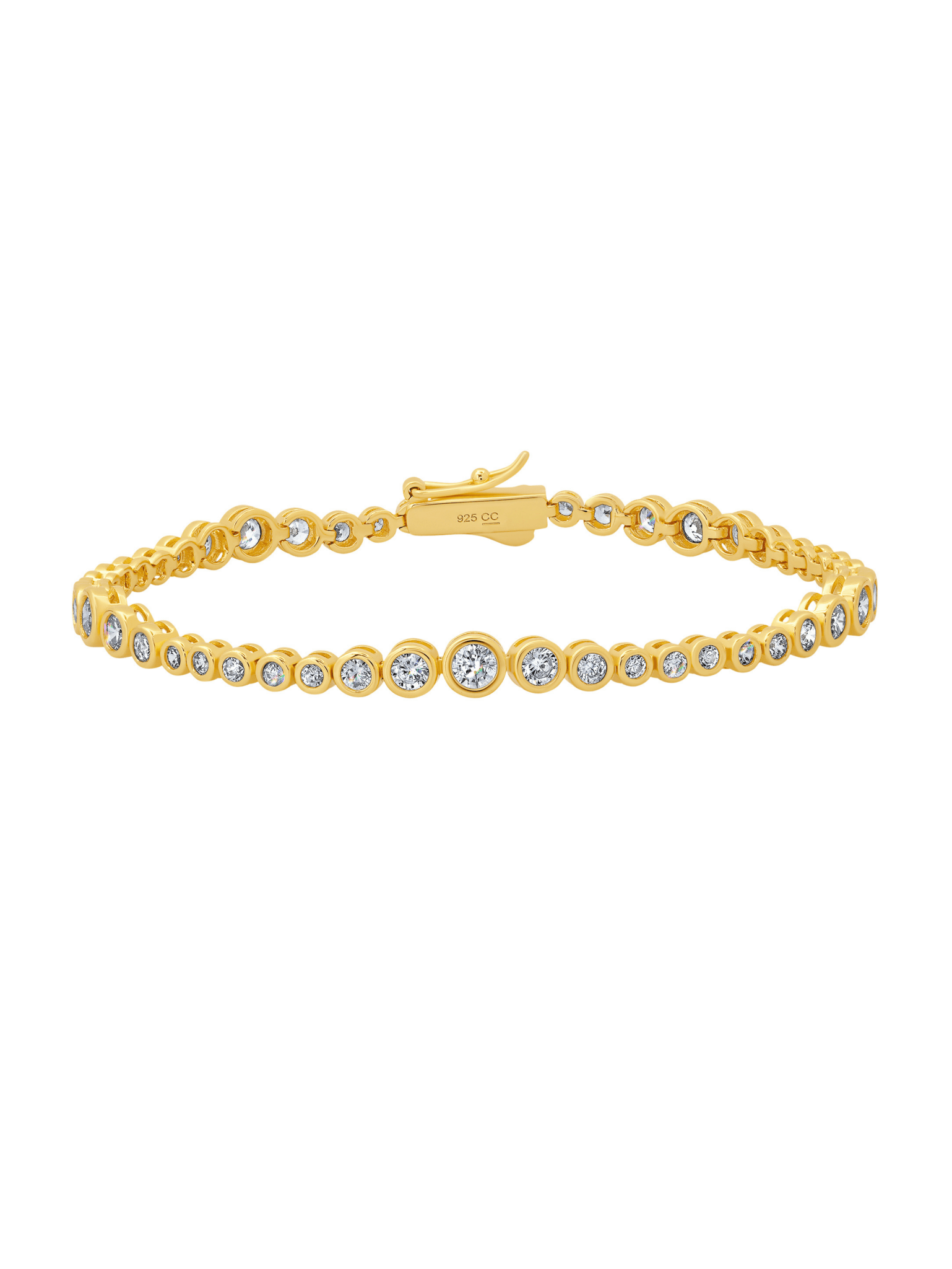 Graduated Bezel Tennis Bracelet in Gold - CRISLU