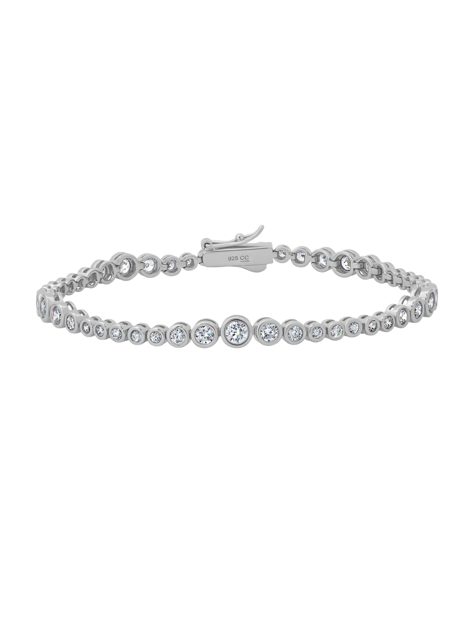 Graduated Bezel Tennis Bracelet in Platinum - CRISLU