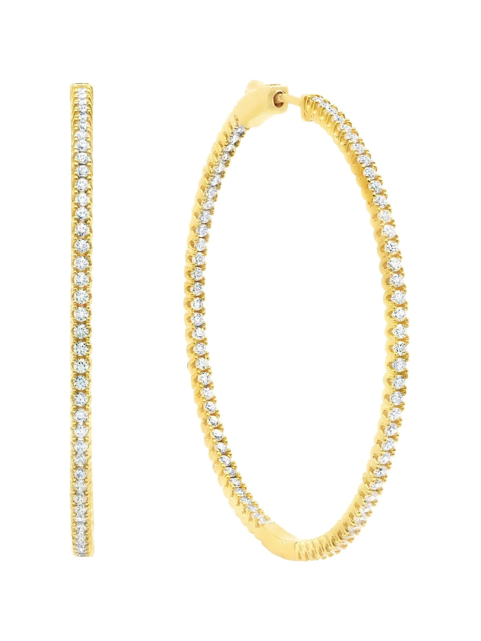 Large Pave Hoop Earrings Finished in 18kt Yellow Gold - CRISLU