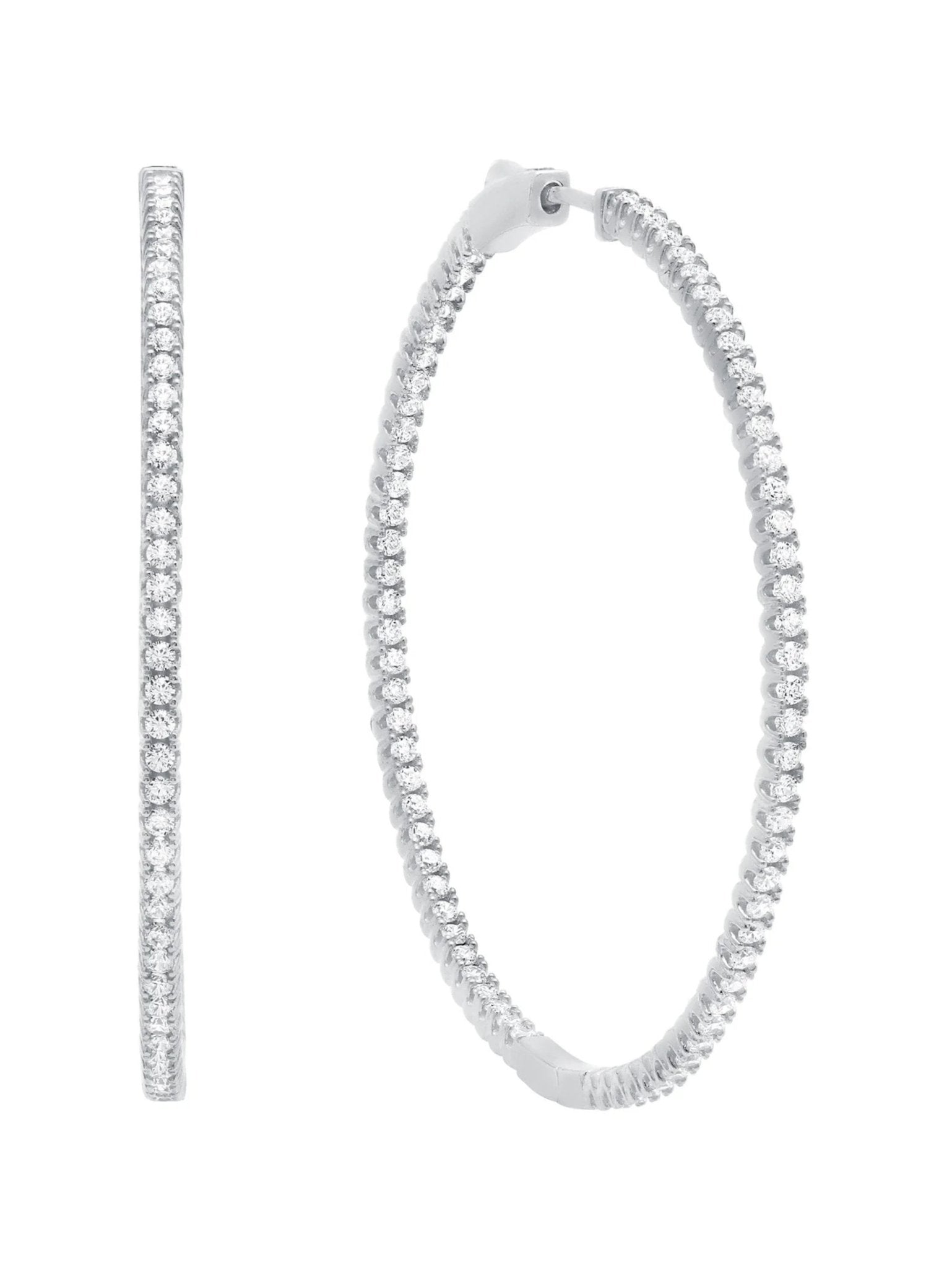 Large Pave Hoop Earrings in Platinum - CRISLU