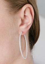 Large Pave Hoop Earrings in Platinum - CRISLU