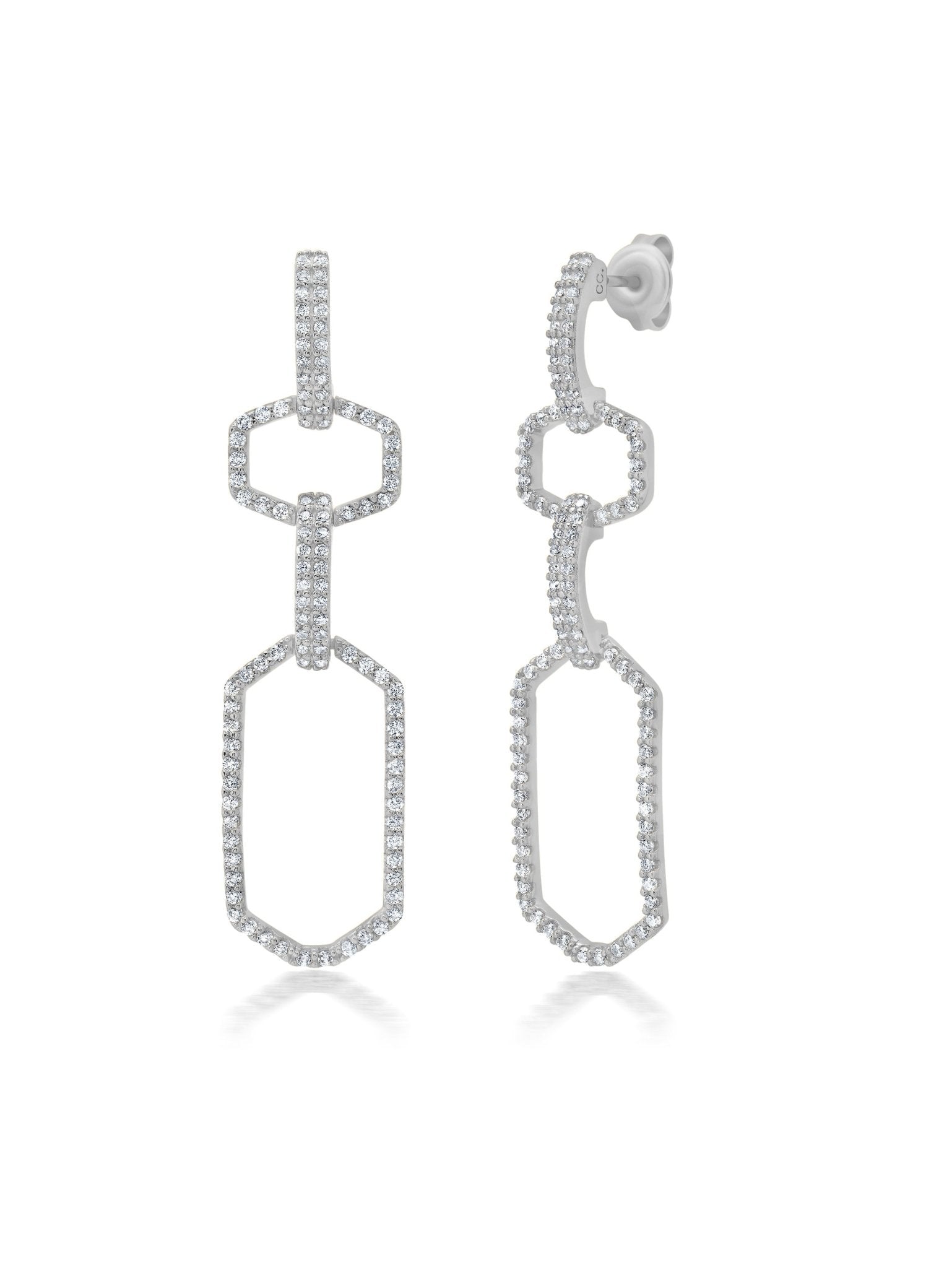 Linear Link Earrings in Platinum - CRISLU