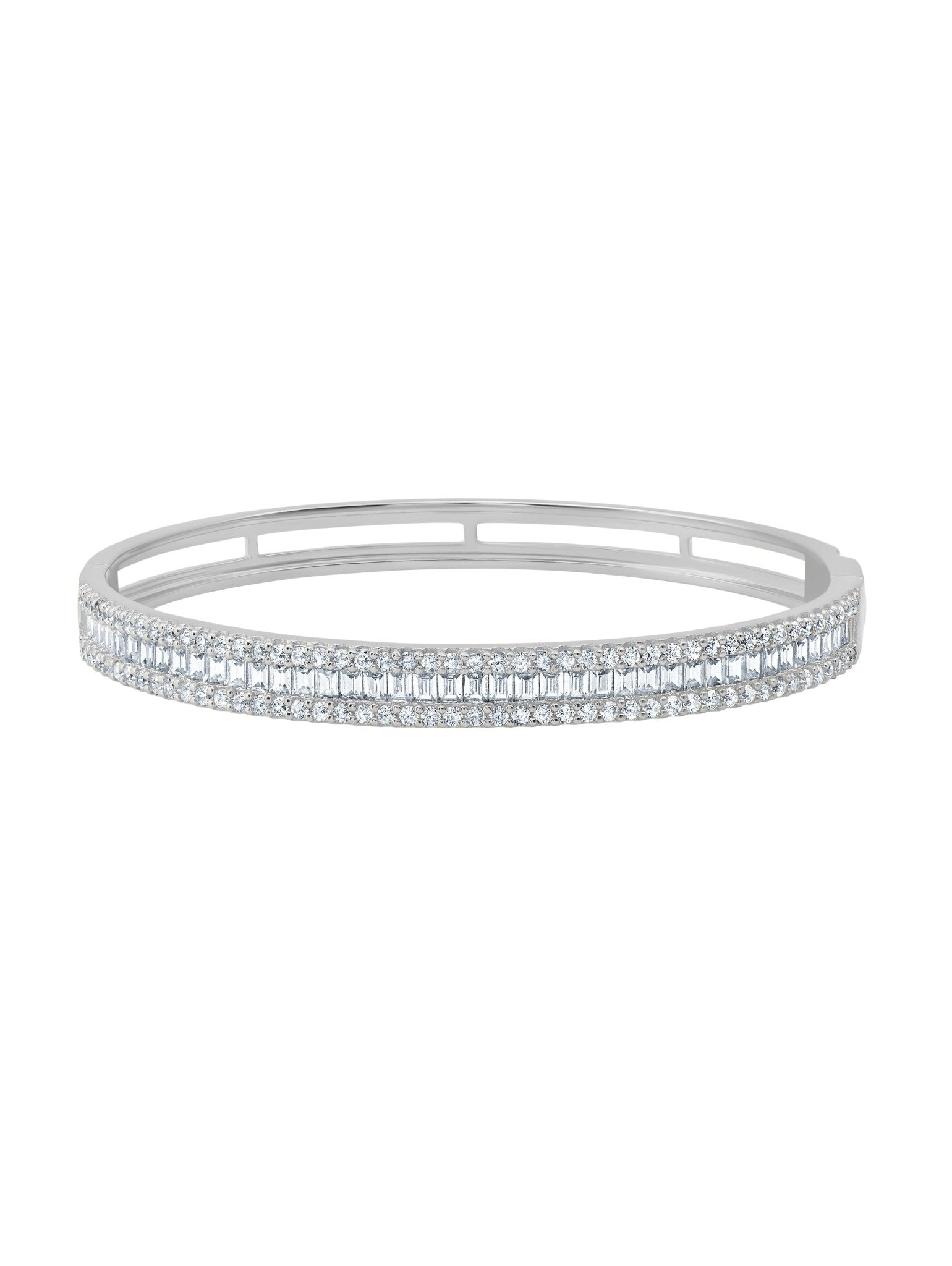 Luminous Baguette Bangle in Platinum - CRISLU