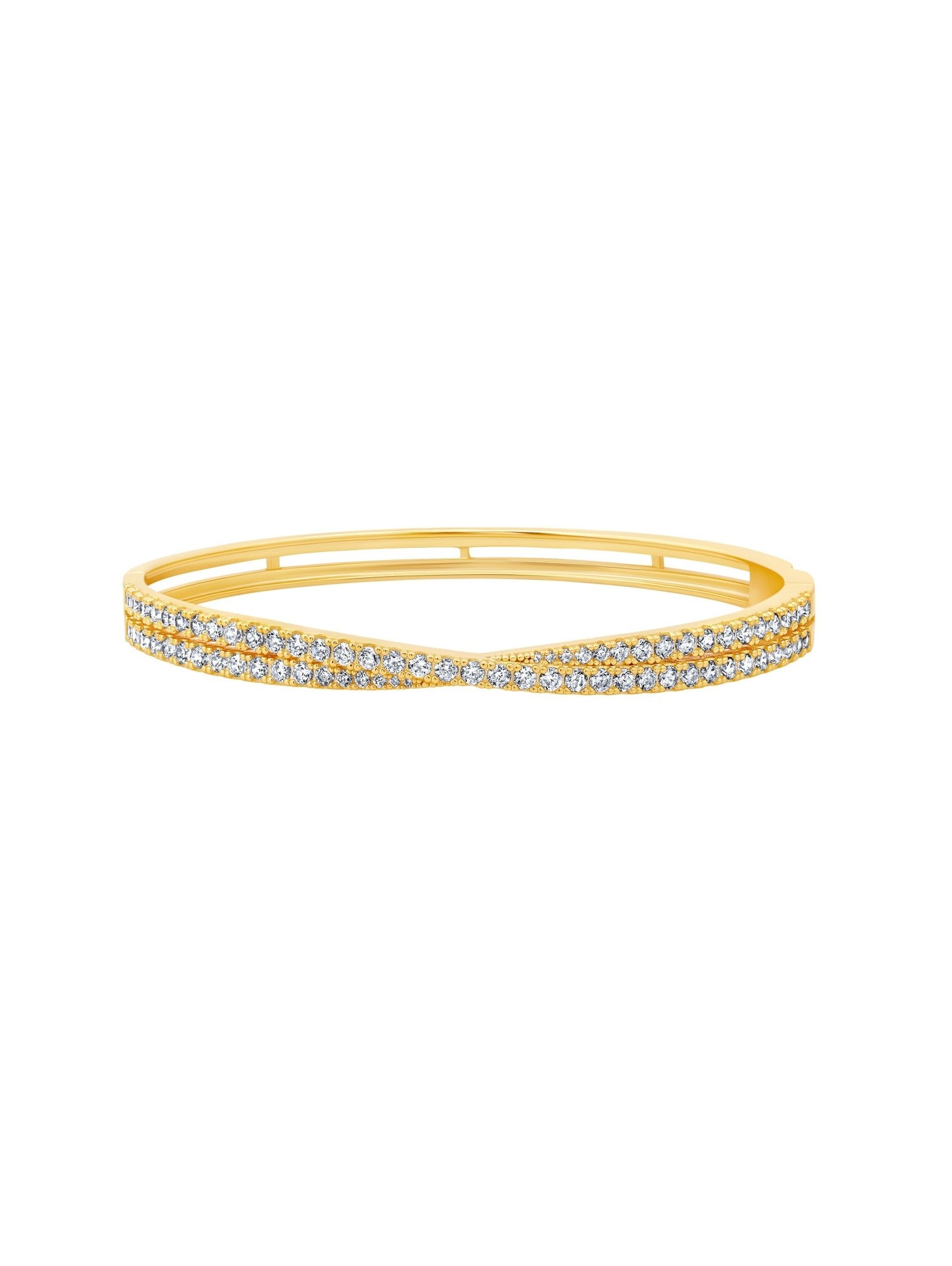 Luminous Crossed Bangle in Gold - CRISLU