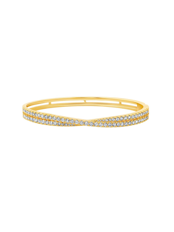 Luminous Crossed Bangle in Gold - CRISLU