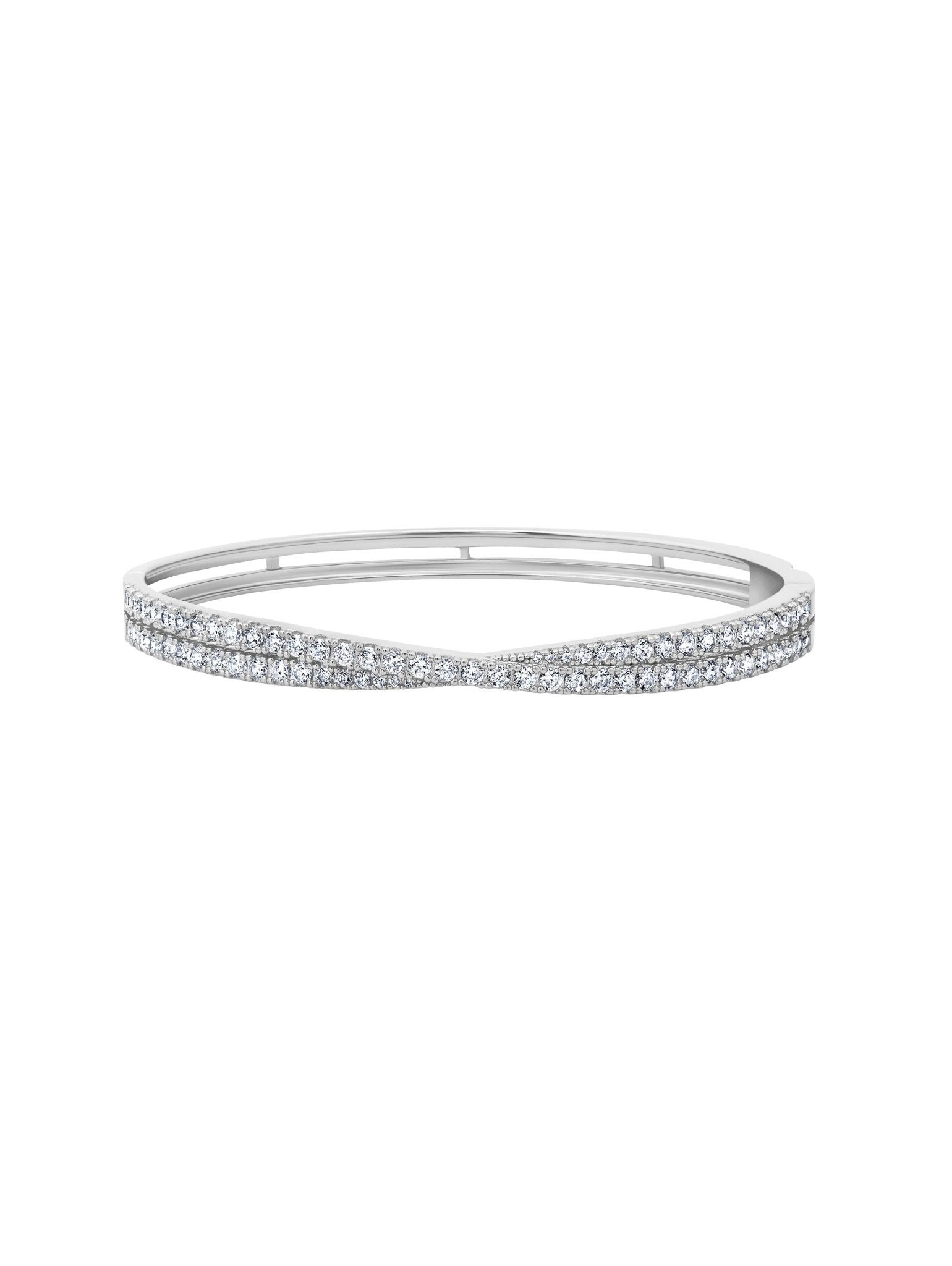 Luminous Crossed Bangle in Platinum - CRISLU