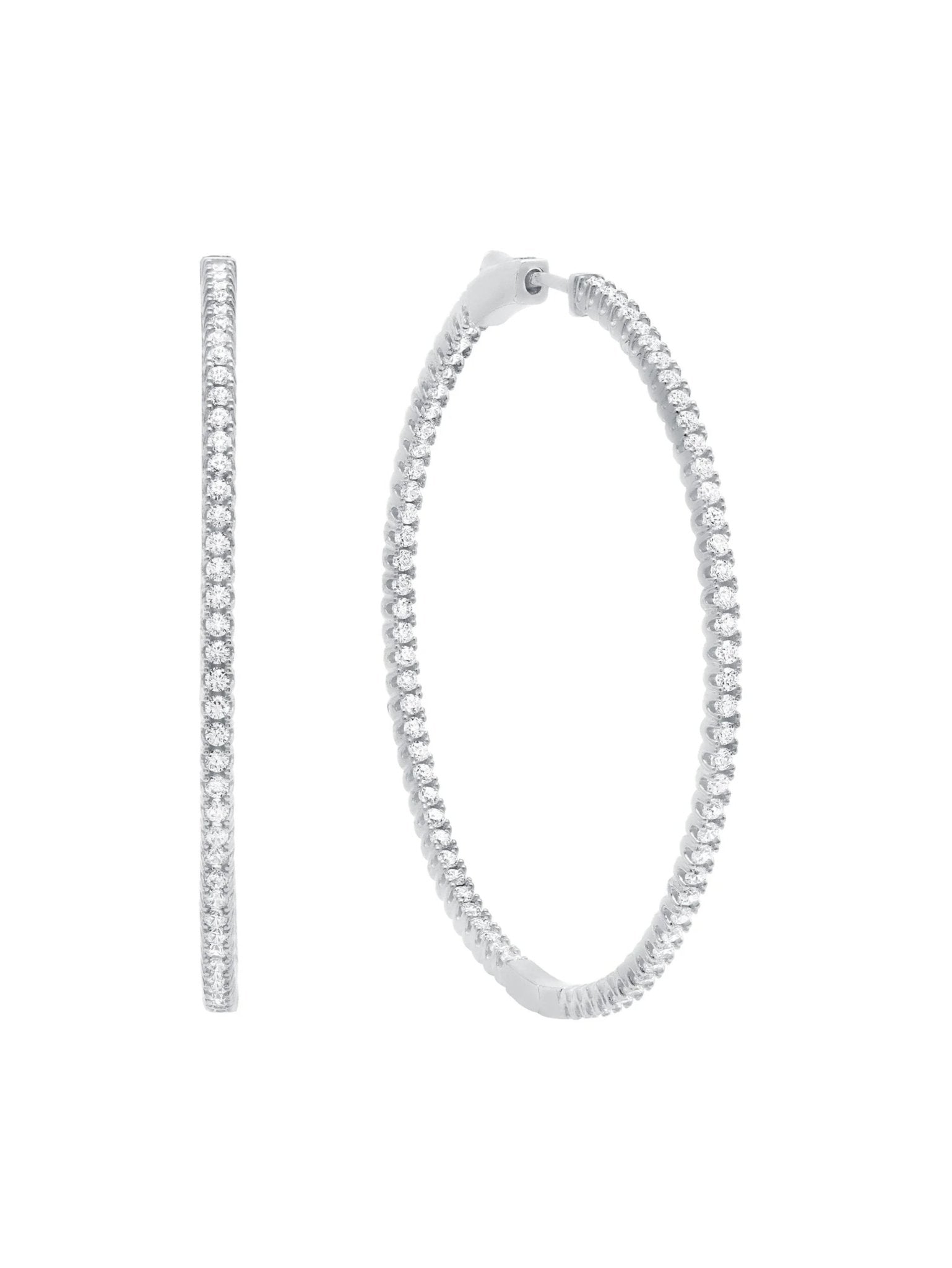 Medium Pave Hoop Earrings in Platinum - CRISLU