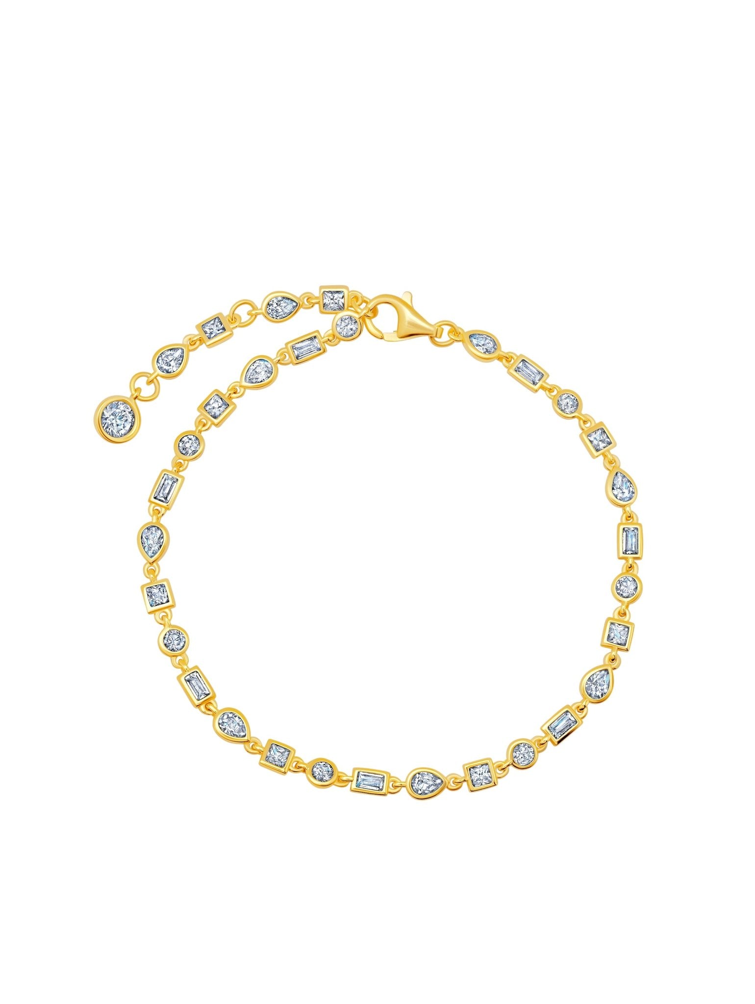 Multi Shaped Bezel Bracelet in Gold - CRISLU