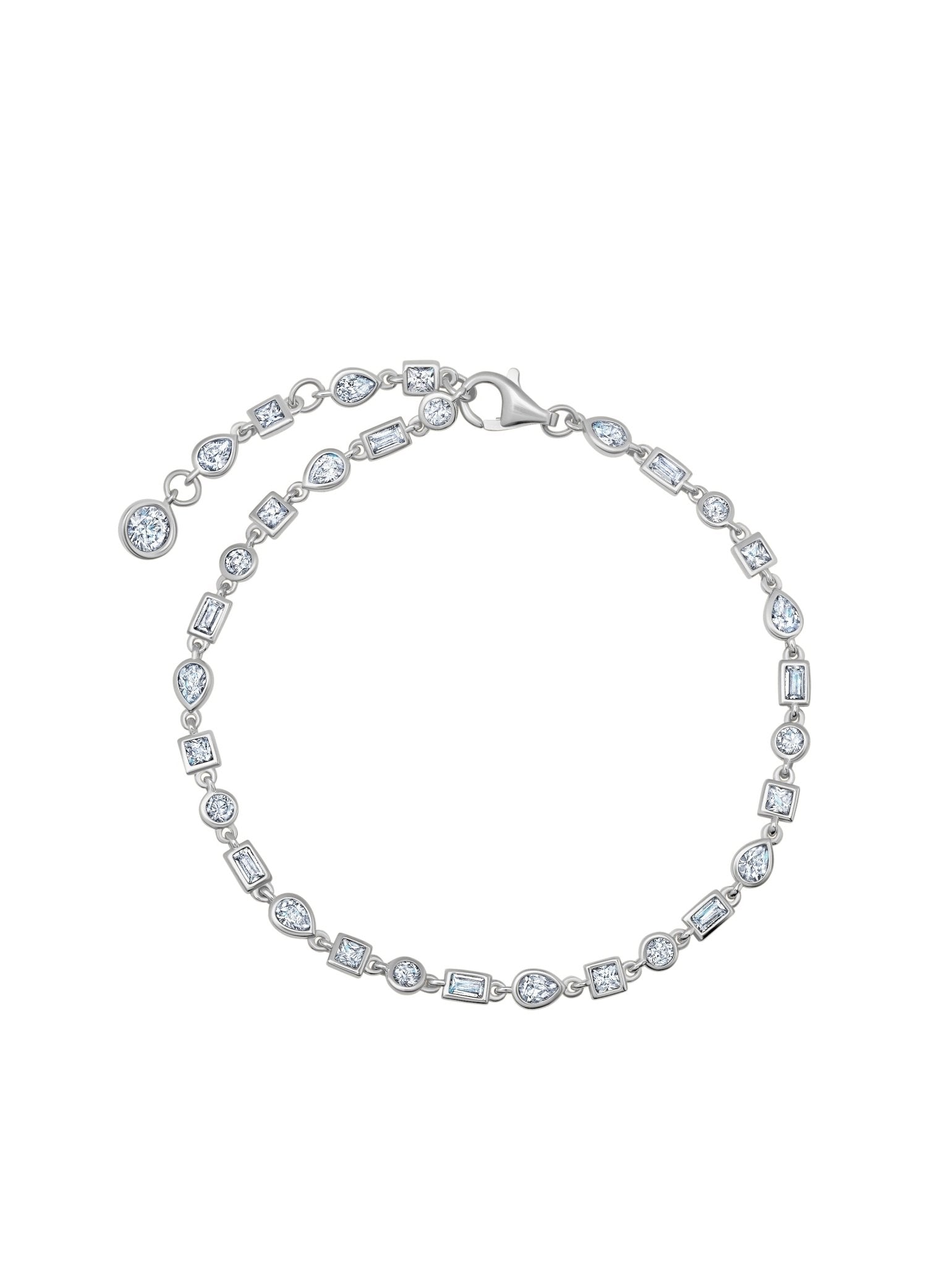 Multi Shaped Bezel Bracelet in Platinum - CRISLU