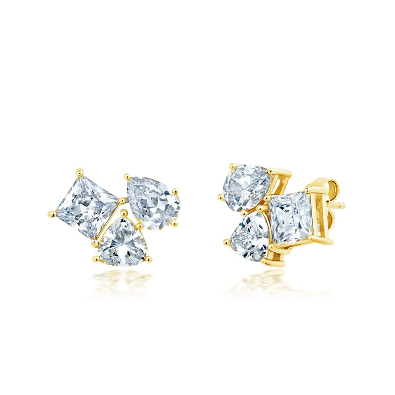 Multicut 3 Stone Post Earring - CRISLU