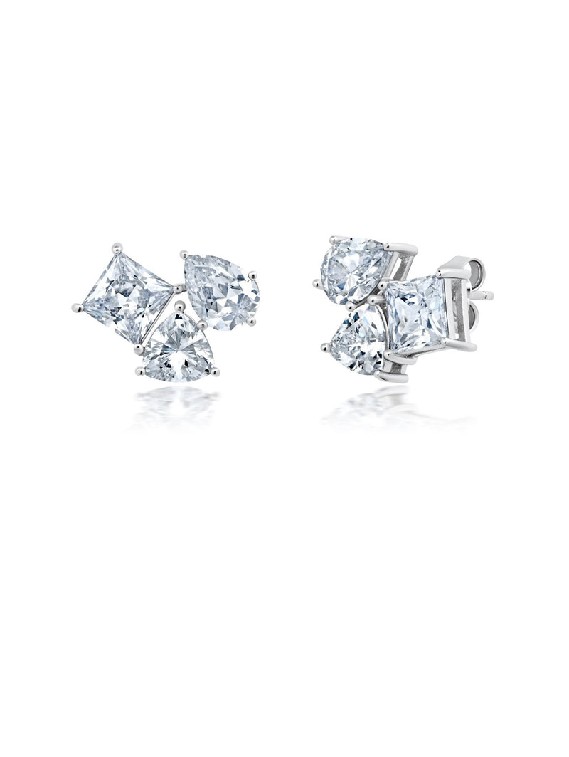 Multicut 3 Stone Post Earring - CRISLU