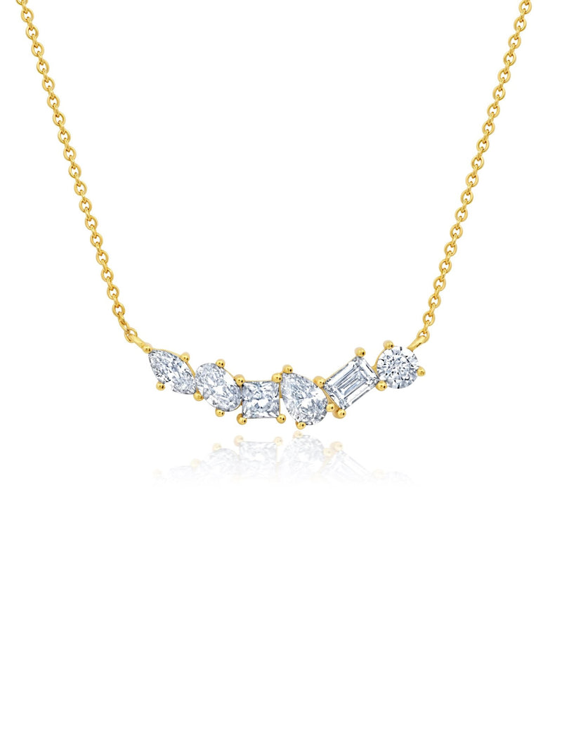 Multicut 6 Stone Bar 16'' Extending Necklace - CRISLU